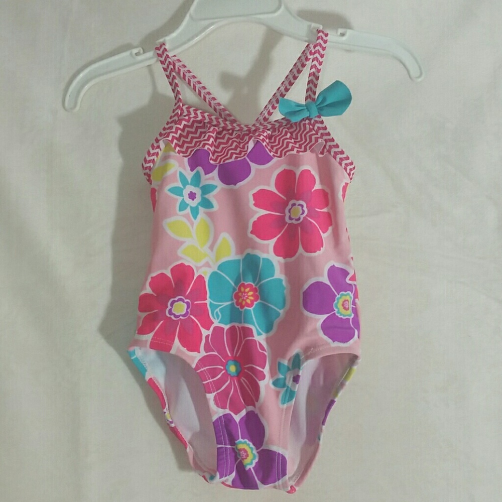 Floral Ruffle & Bow One Piece Swimsuit